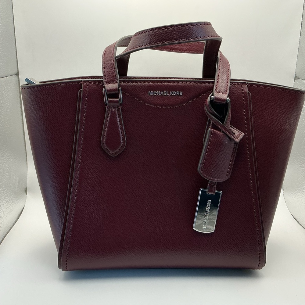 Michael Kors Taryn Small Convertible Tote Crossbody Leather Oxblood NWT